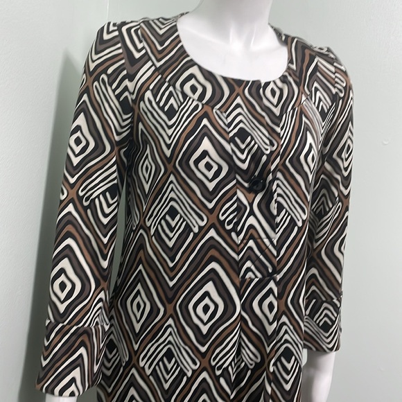 Diane Von Furstenberg Vintage Gaby Brown Diamond Geometric Silk Shift size 4 - Picture 3 of 8